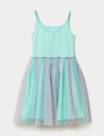 Robe bas tulle bretelles fines vert clair fille