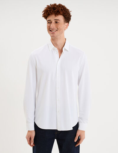 Chemise manches longues stretch blanc homme