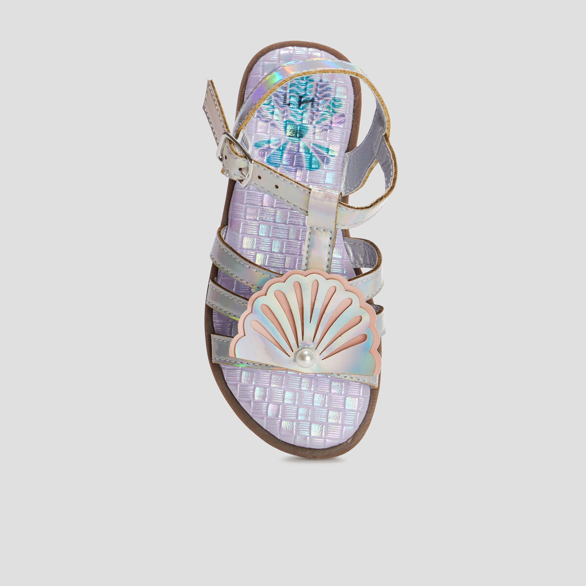 Sandales holographiques gris argent fille