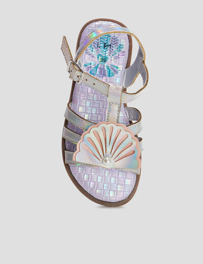 Sandales holographiques gris argent fille