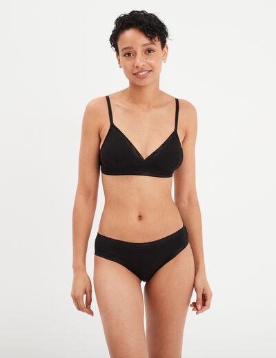 Culotte hipster côtelé avec dentelle noir femme