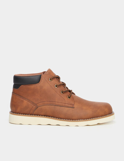Boots à lacets effet similicuir marron homme