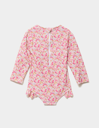 Combinaison de bain UV manches longues violet b&eacute;b&eacute; fille
