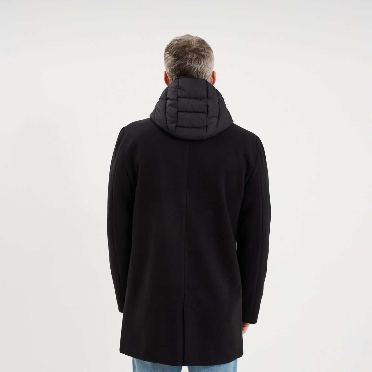 Manteau mi-long 3 en 1 &agrave; capuche noir homme