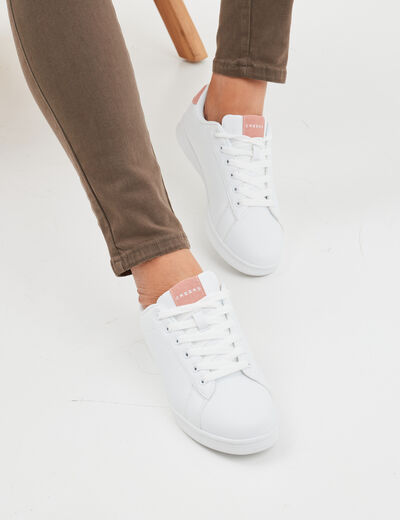Tennis basses &agrave; lacets bout rond rose femme