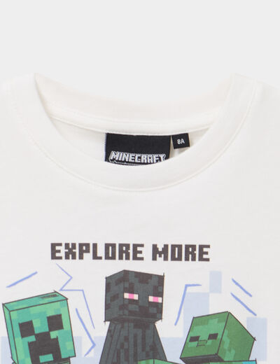 T-shirt manches courtes coton Minecraft ivoire gar&ccedil;on