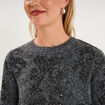 Pull &agrave; sequins et col rond gris fonc&eacute; femme