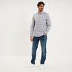 Chemise droite imprim&eacute;e manches longues ecru homme