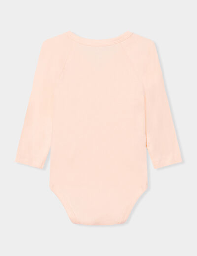 Lot 3 bodies coton manches longues rose corail bébé fille