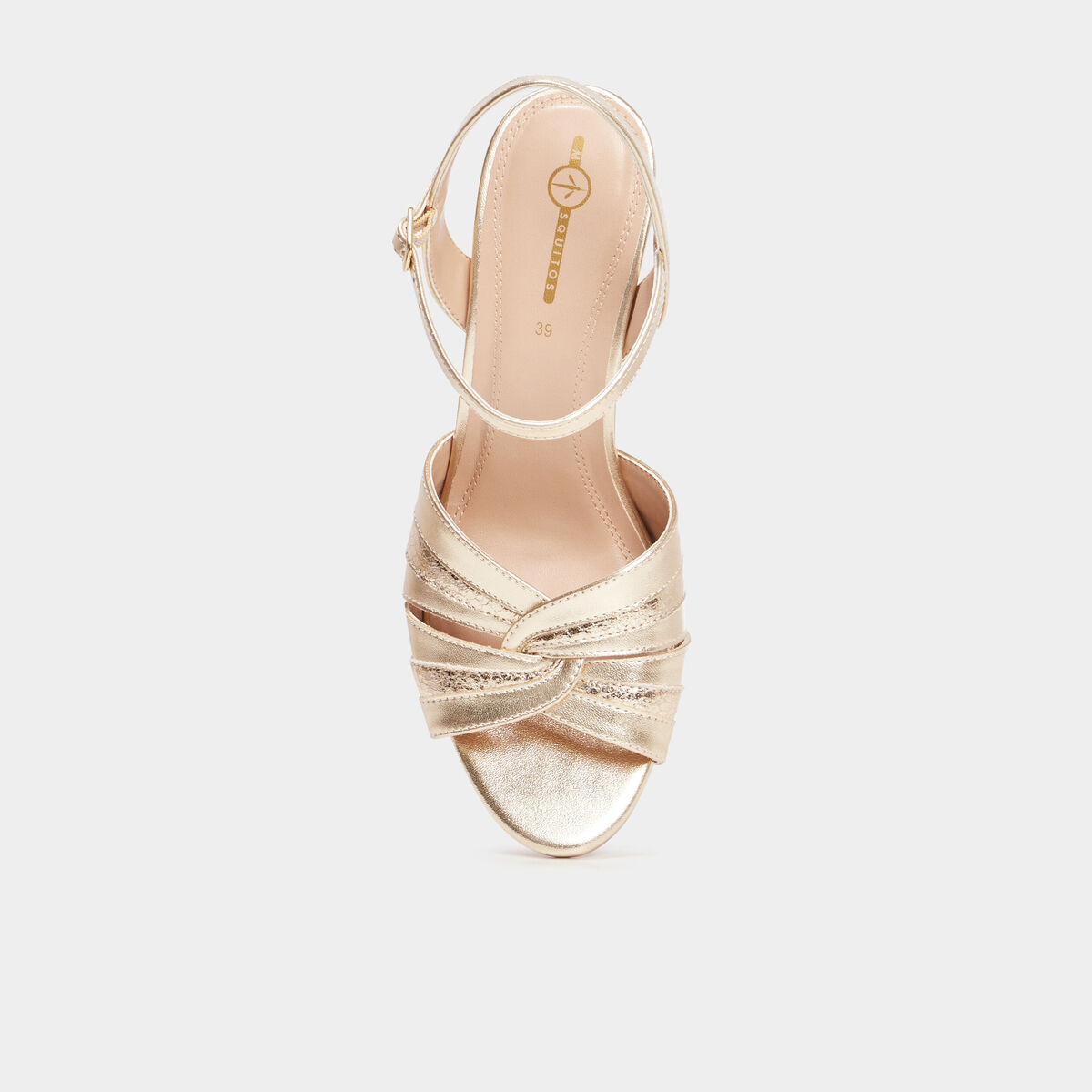 Sandales &agrave; talons m&eacute;tallis&eacute;es jaune or femme