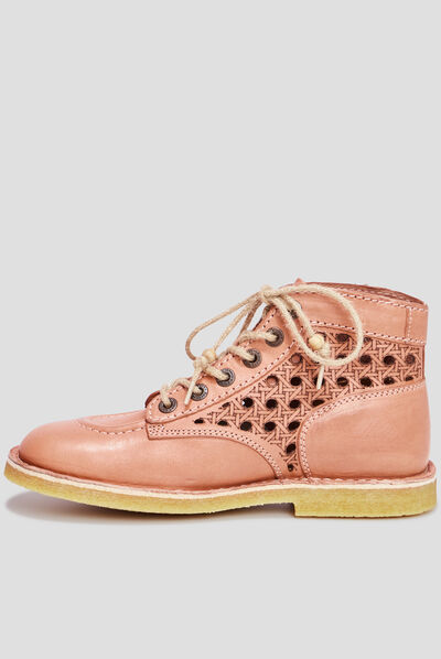 Bottines en cuir Kickers Kicklegend orange clair femme
