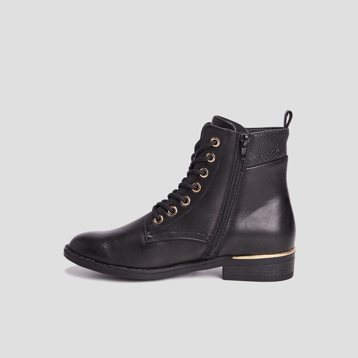 Bottines zipp&eacute;es d&eacute;tail talon noir femme