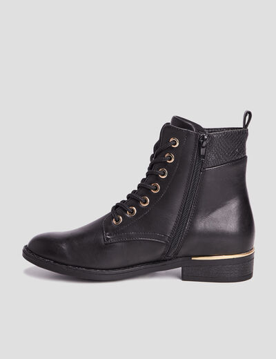 Bottines zipp&eacute;es d&eacute;tail talon noir femme