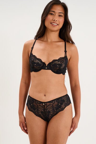 Shorty en dentelle noir femme