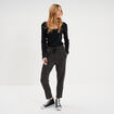 Pantalon jogging 7/8&egrave;me gris fonc&eacute; femme