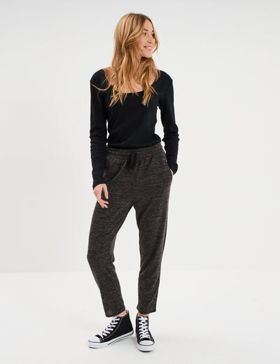 Pantalon jogging 7/8&egrave;me gris fonc&eacute; femme
