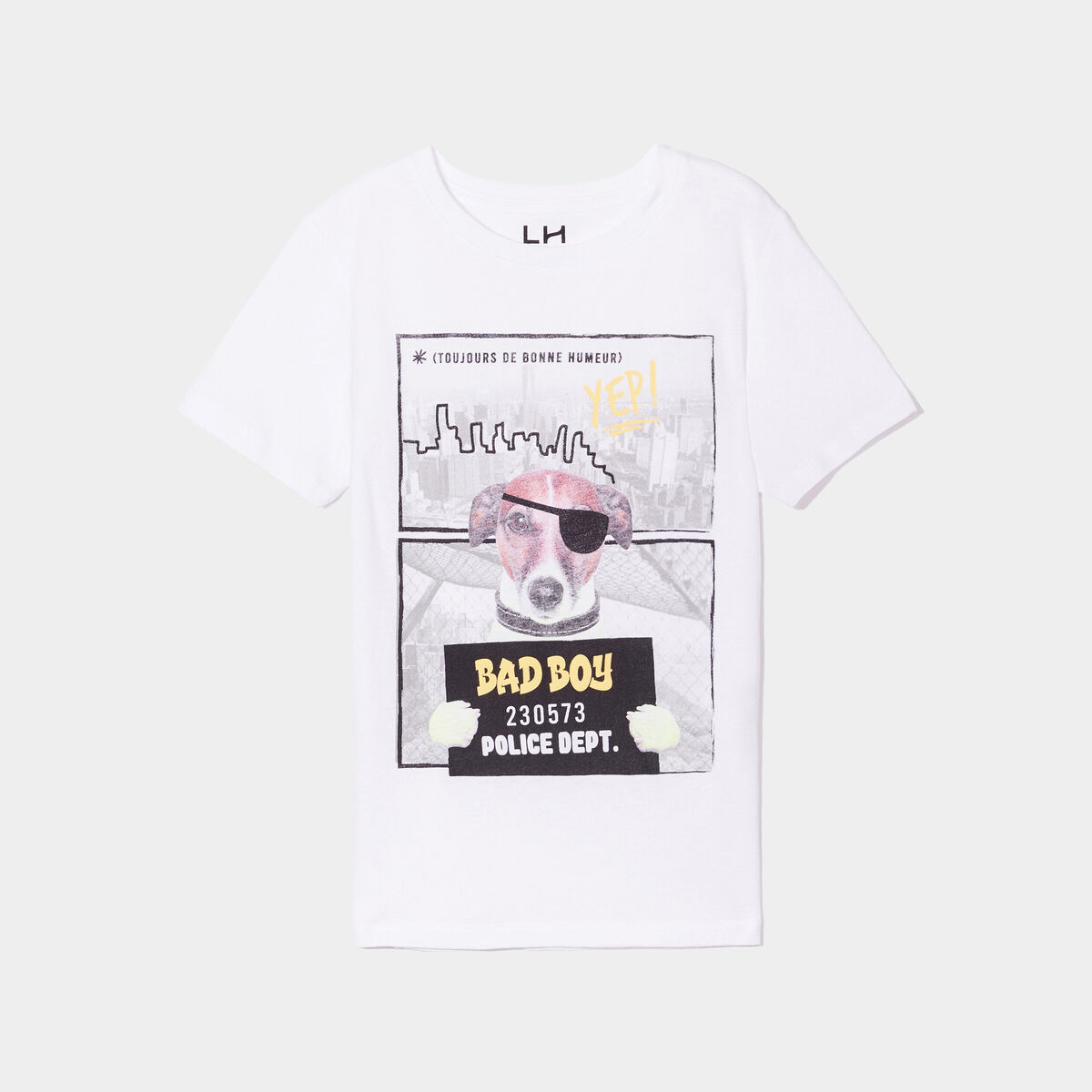 T-shirt printé col rond manches courtes blanc garçon