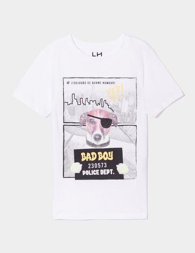 T-shirt printé col rond manches courtes blanc garçon