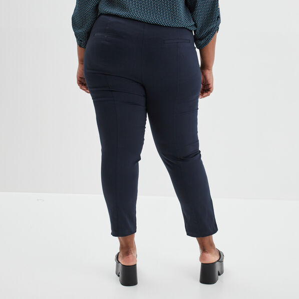 pantalon regular details zippes bleu fonce femmegt Pantalon regular détails zippés bleu foncé femme grande taille