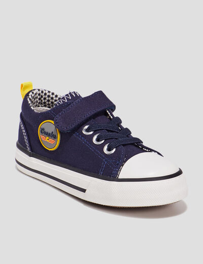 Tennis en toile &agrave; lacets bout renforc&eacute; bleu marine gar&ccedil;on