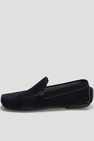 Mocassins en cuir bleu marine homme