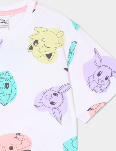 T-shirt manches courtes coton Pokémon multicolore fille