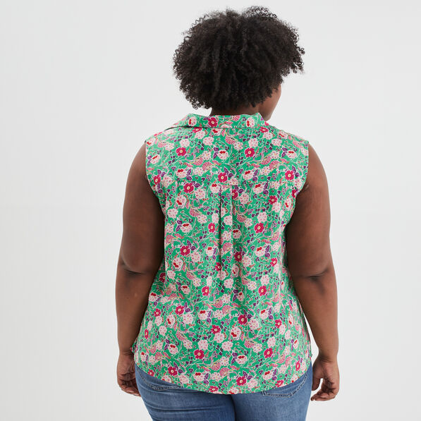 Blouse sans manches vert femme grande taille