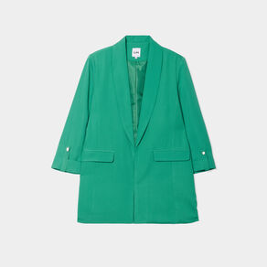 Veste blazer manches 3/4 droite vert émeraude femme