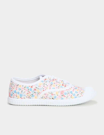 Tennis basses en toile ecru fille