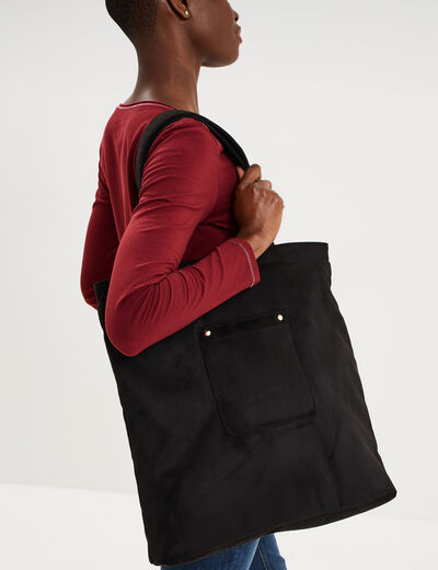 Sac tote bag zipp&eacute; noir femme