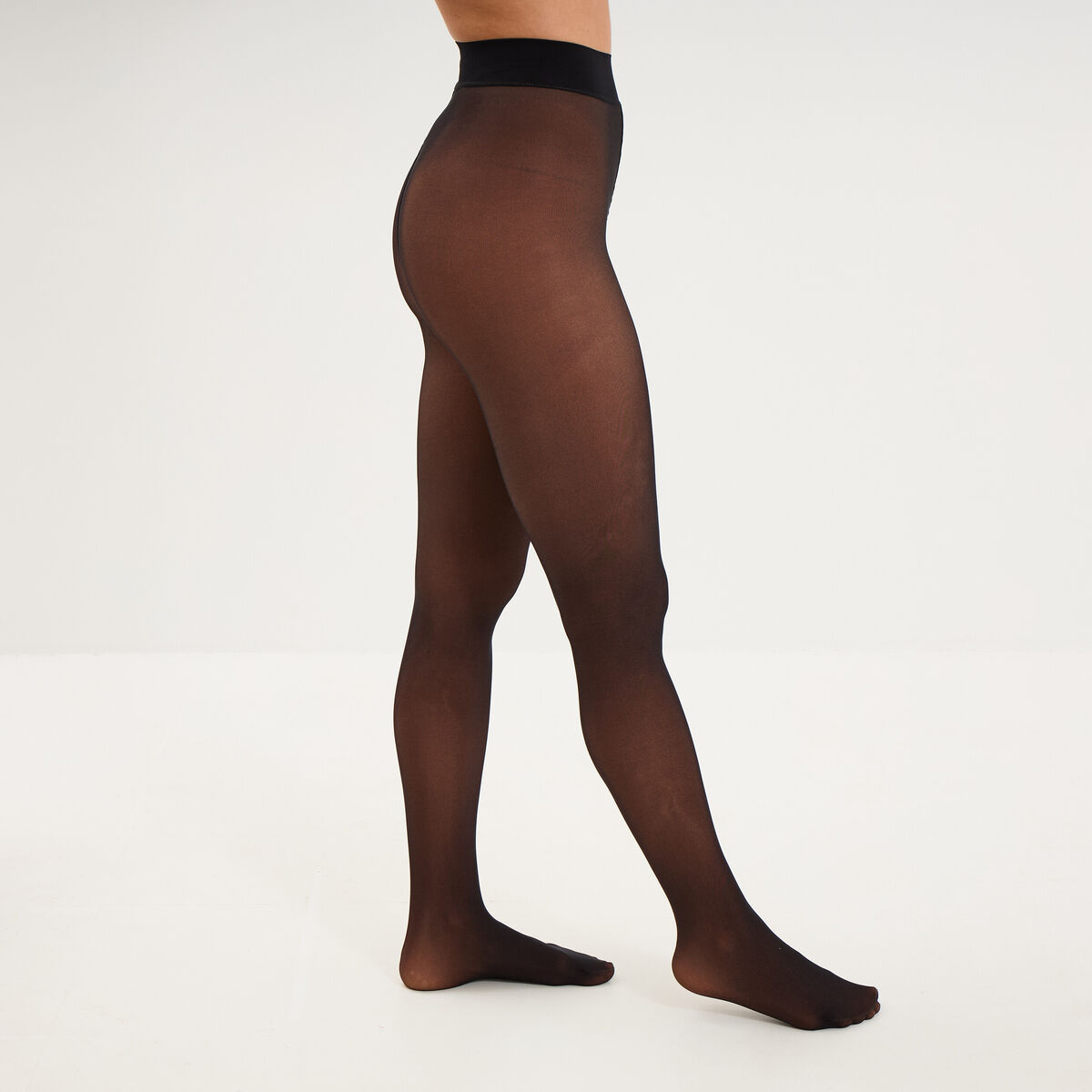 Collant polaire effet transparent 80D noir femme