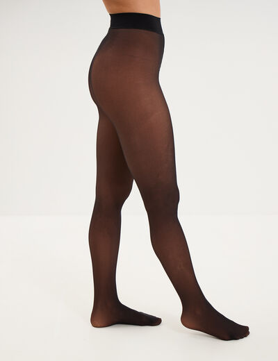 Collant polaire effet transparent 80D noir femme