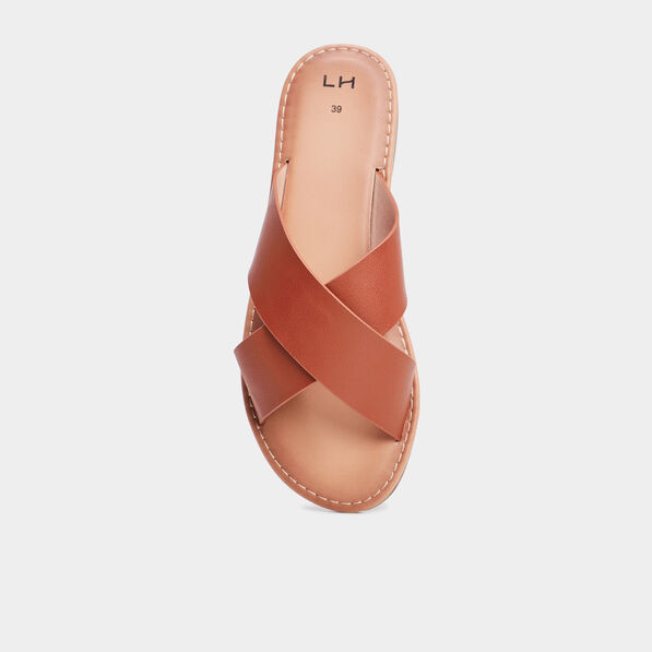 mules brides larges croisees marron femme Mules brides larges croisées marron femme