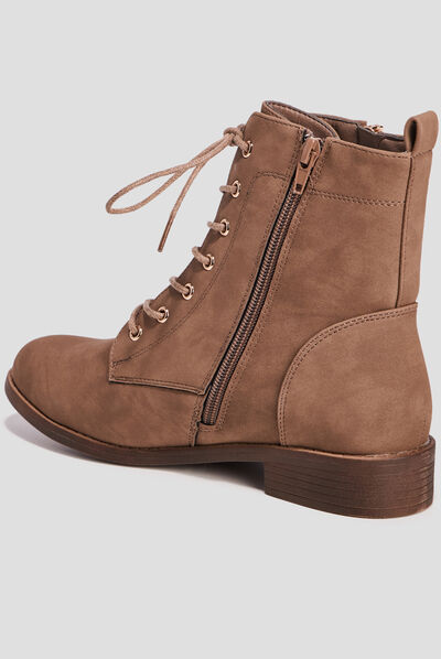 Bottines avec détails zippés taupe femme