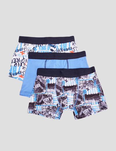 Lot 3 boxers coton bleu garçon