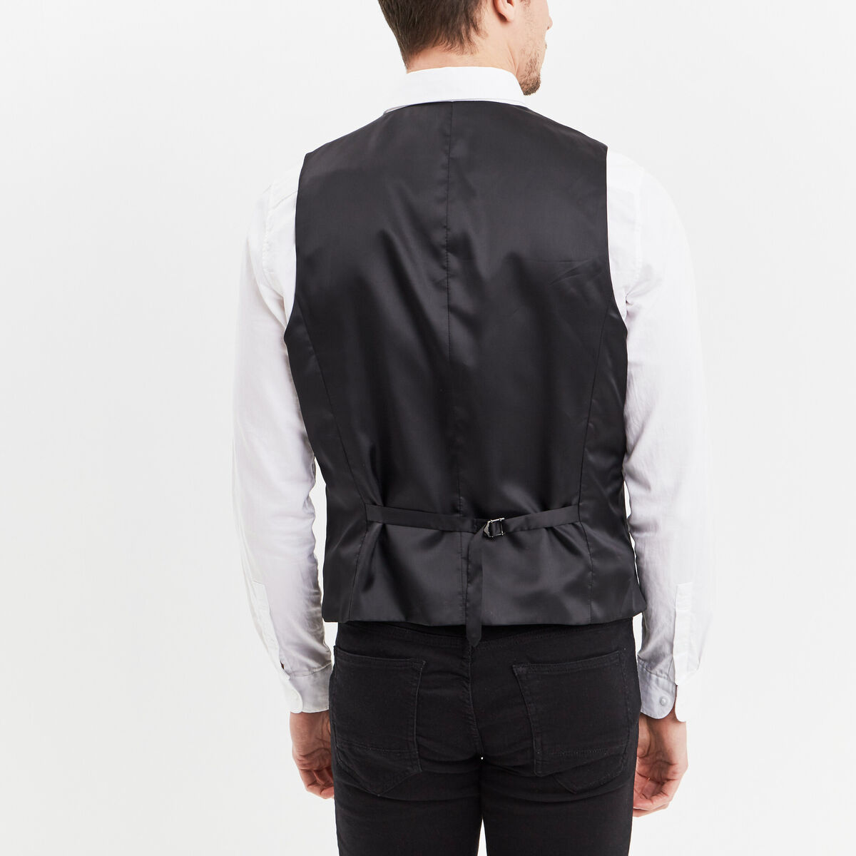 Gilet de costume droit boutonné noir homme