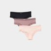 Lot 3 shortys côtelés à dentelle rose clair femme