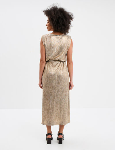 Robe longue droite sans manches jaune or femme
