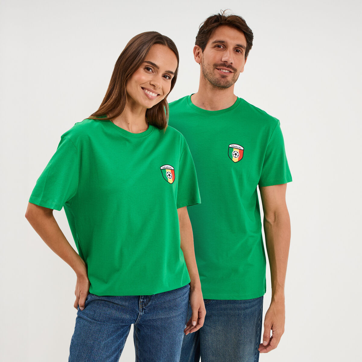 T-shirt maillot de football S&eacute;n&eacute;gal vert menthe mixte