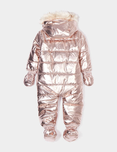Combinaison pilote métallisée à capuche rose pastel bébé fille