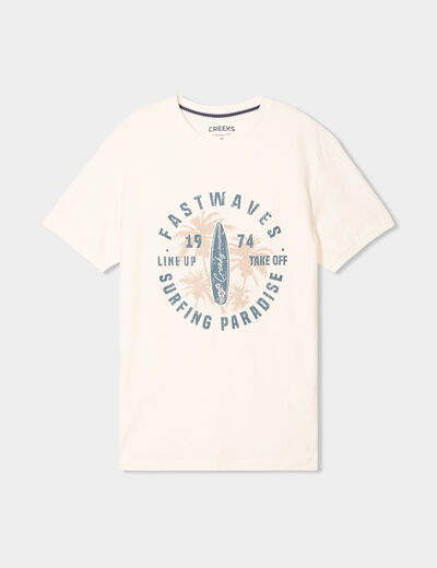 T-shirt col rond manches courtes coton blanc homme