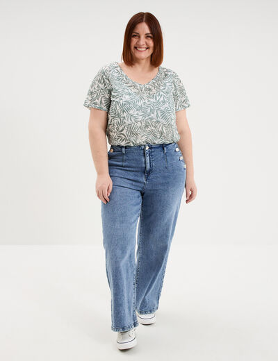 T-shirt manches courtes ecru femme grande taille