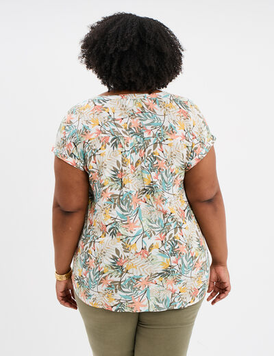 Blouse col en V manches courtes blanc femme grande taille