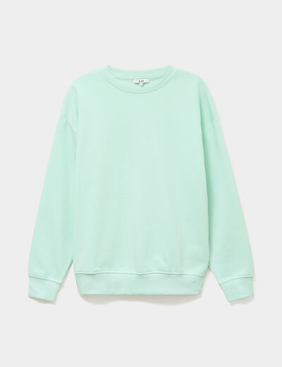 Sweat col rond manches longues vert clair femme