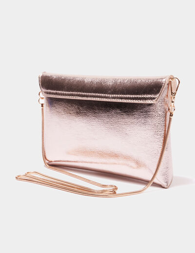 Sac pochette métallisé couleur or femme