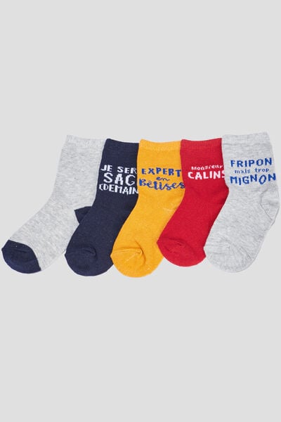 Lot 5 paires chaussettes gris b&eacute;b&eacute; gar&ccedil;on