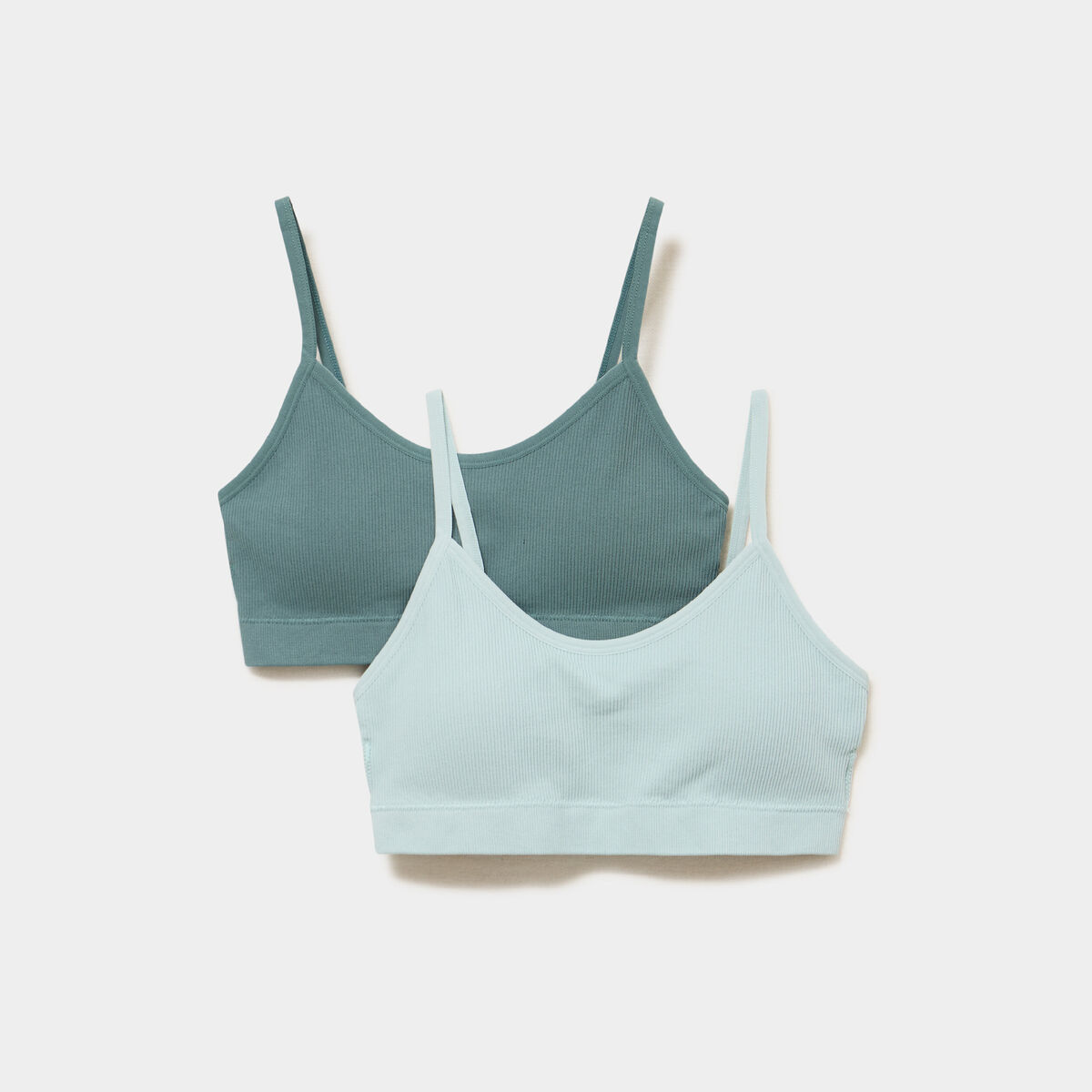 Lot 2 brassi&egrave;res padd&eacute;es sans couture vert fonc&eacute; femme