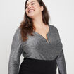 Body de soirée manches longues gris argent femme grande taille