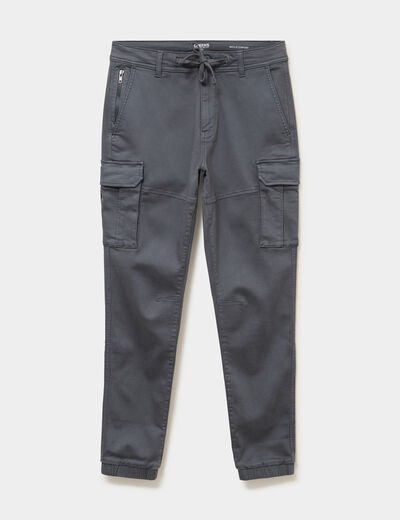 Pantalon cargo slim stretch vert fonc&eacute; homme