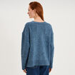 Gilet ajust&eacute; col en V avec torsades bleu femme